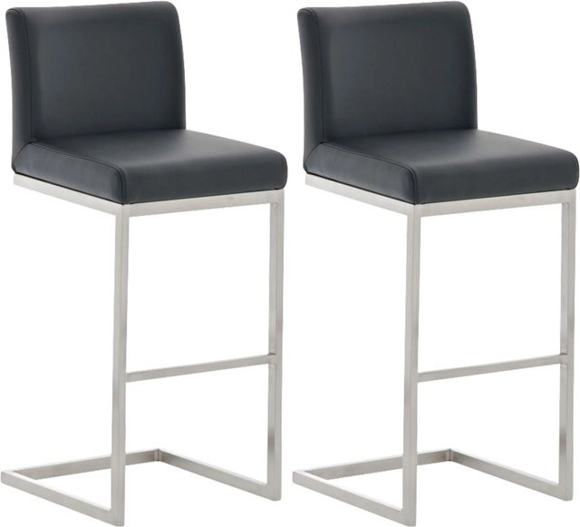 DELUKE 2er Set Barhocker COBAS in Schwarz aus Kunstleder mit Lehne und Edelstahl-Gestell, B/T/H: 42 x 48 x 104 cm - Bild 1