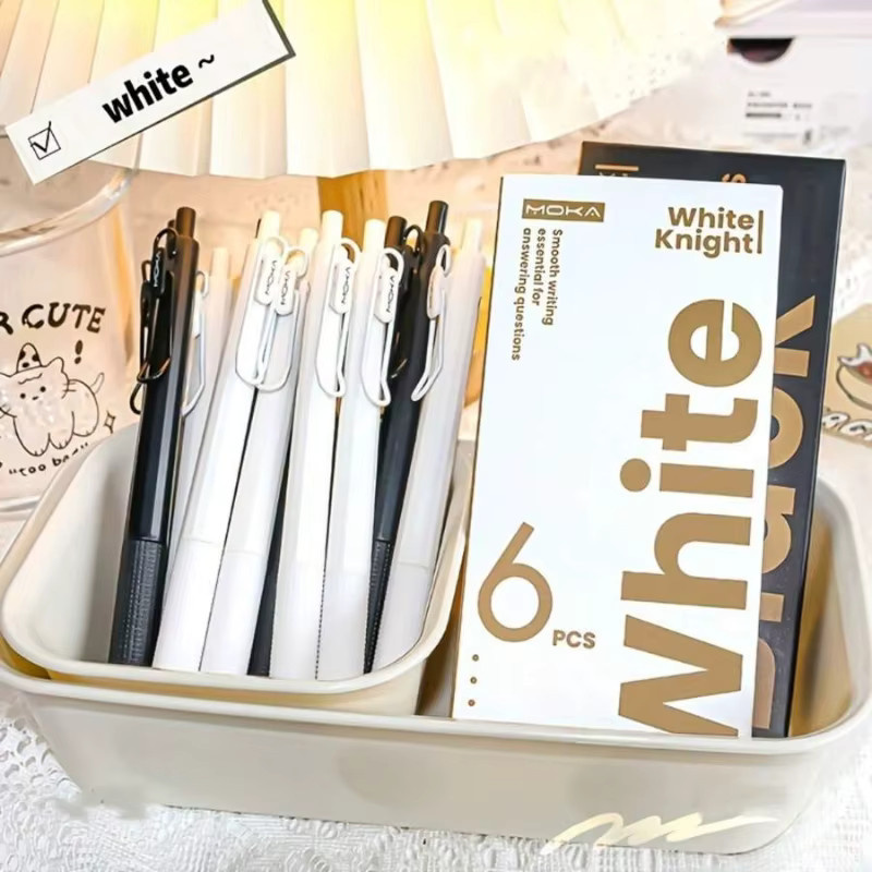 6er Set Kissbuty Gel-Tintenstifte mit Silikon-Griff, 0,5 mm schwarze Tinte, schnelltrocknend und verschmierfrei - Bild 1