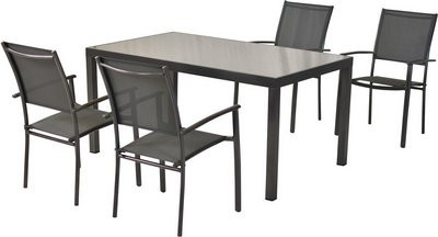 MERXX Gartenmöbel-Diningset Milano, 5-teilig, Aluminium und Glas, grau - Bild 1