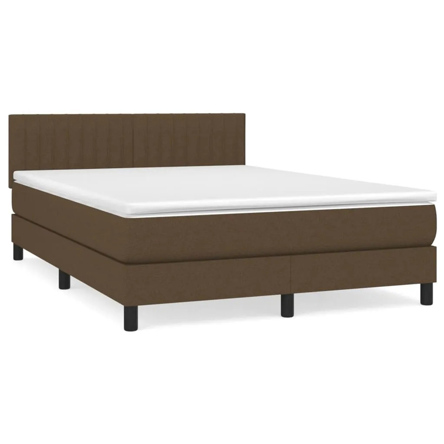 vidaXL Boxspringbett mit Matratze in Dunkelbraun, Hybridbett mit Taschenfederkern, B/T: 140 x 200 cm - Bild 2
