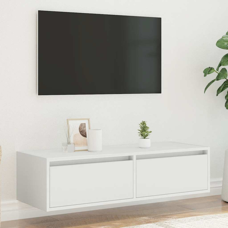 vidaXL TV-Schrank mit LED-Beleuchtung in Weiß, B/T/H: 100 x 35,5 x 25 cm - Bild 3
