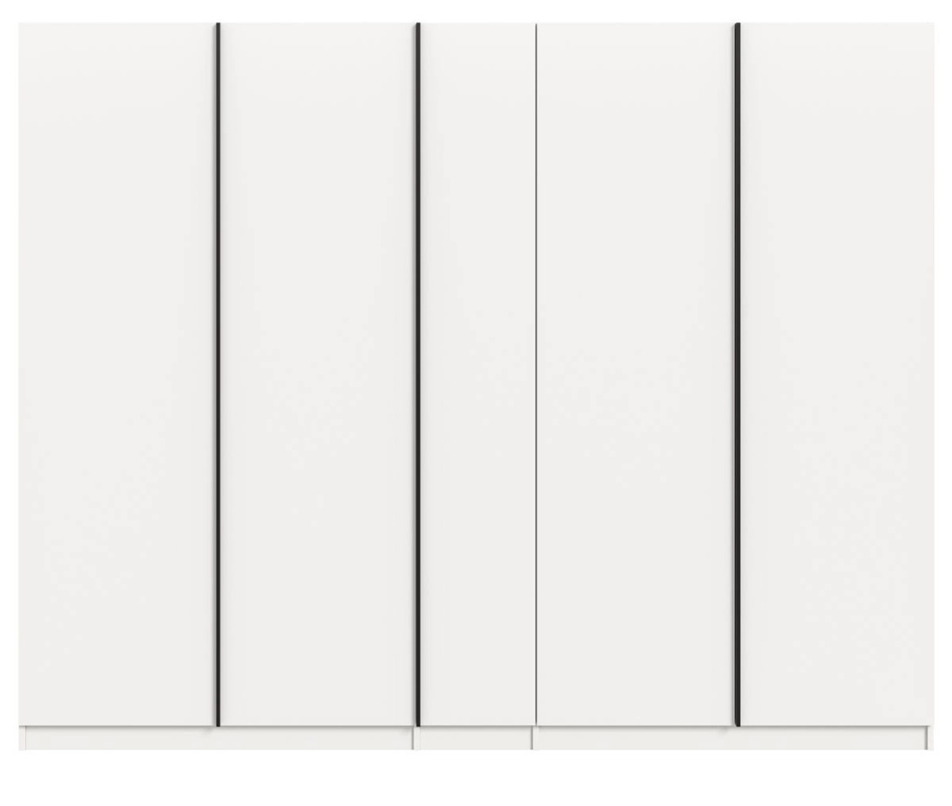 Kleiderschrank Girona 5-türig in Weiß, modern mit Kleiderstange und Regalböden, Höhe: 230 cm, Breite: 183 cm - Bild 2