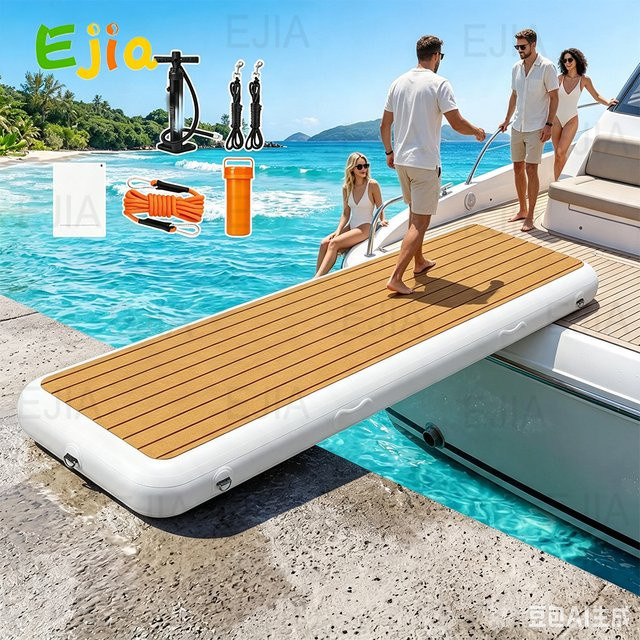 Ejia Tragbarer aufblasbarer Gangway mit rutschfestem Deck, schwimmender Dock-Laufsteg für Yacht und Marine, B/T/H: 200 x 60 x 15 cm - Bild 1