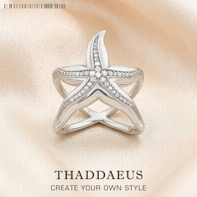 Thaddaeus Seestern-Ring, 925 Silber, Zirkonia, Damen - Bild 1