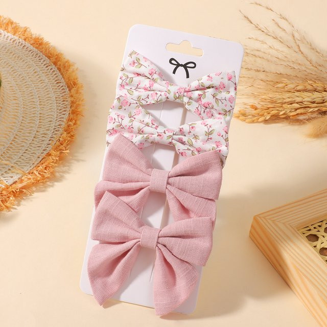 Haarspangen BABY BOWS, Blumendruck, Schleife, rosa Knoten, Kinder - Bild 1