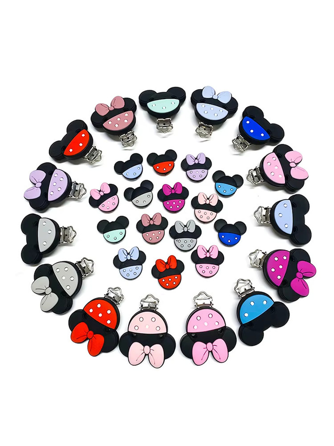 3er Set Lcmombay Silikon Schnuller Clips und Beißringe in Mehrfarbig für Baby DIY Zubehör - Bild 4