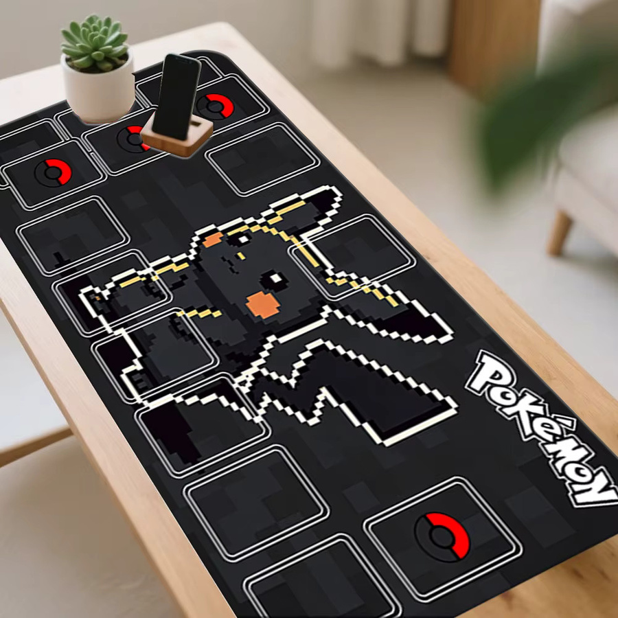 Potdemiel Pokemon Pixel Art Pikachu Gaming-Mauspad, schwarze Retro-Schreibtischunterlage für Gamer und Büro - Bild 2