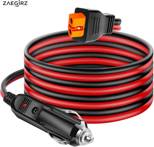ZAEGIRZ XT60i auf Auto-Zigarettenanzünderkabel 12AWG, Länge: 1,5 m, kompatibel mit Ecoflow Delta/River, Anker SOLIX, ALLPOWERS R600 und BLUETTI AC2A/AC70/EB55 - Bild 1