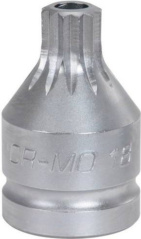 KS Tools 3/4 Zoll Kraft-Bit-Stecknuss Vielzahn mit Bohrung, kurz, M16, silber, Chrom-Molybdän - Bild 1