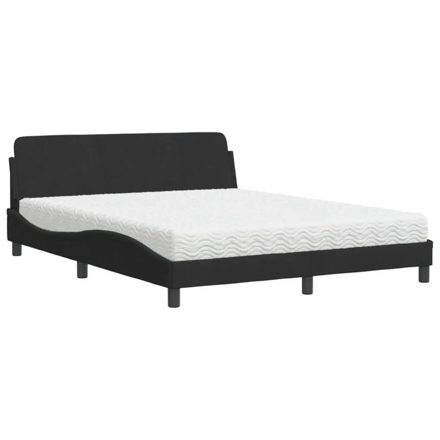 vidaXL Bett Dover mit Matratze in Schwarz aus Samt und Kiefer, B/T/H: 160 x 200 x 165 cm - Bild 2