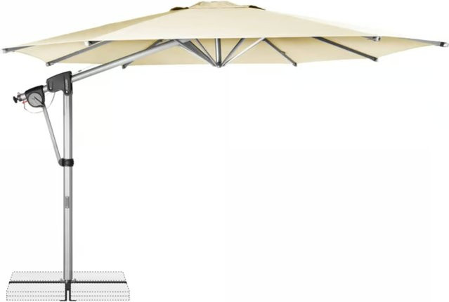Doppler Ampelschirm Protect 400 Pendel in Beige mit Schutzhülle und Standkreuz, Durchmesser: 400 cm - Bild 1