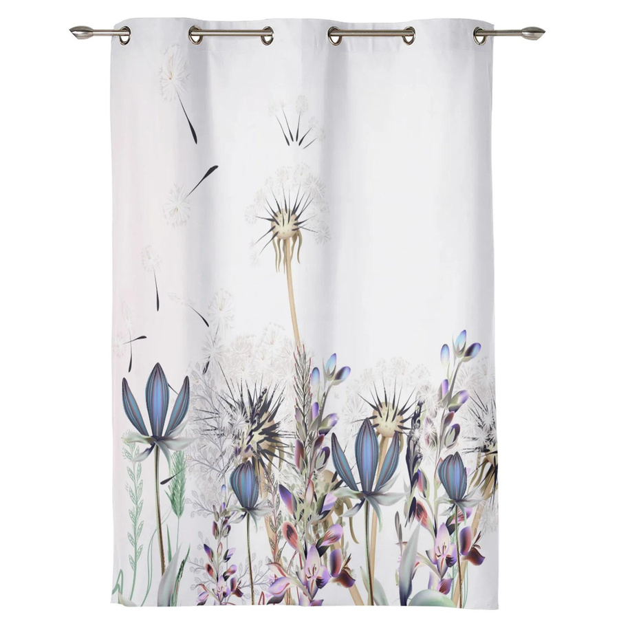 Löwenzahn Aquarell Malerei Vorhang mit floralem Design, halbtransparent, Mehrfarbig, Breite: 135 cm, Höhe: 60 cm - Bild 1