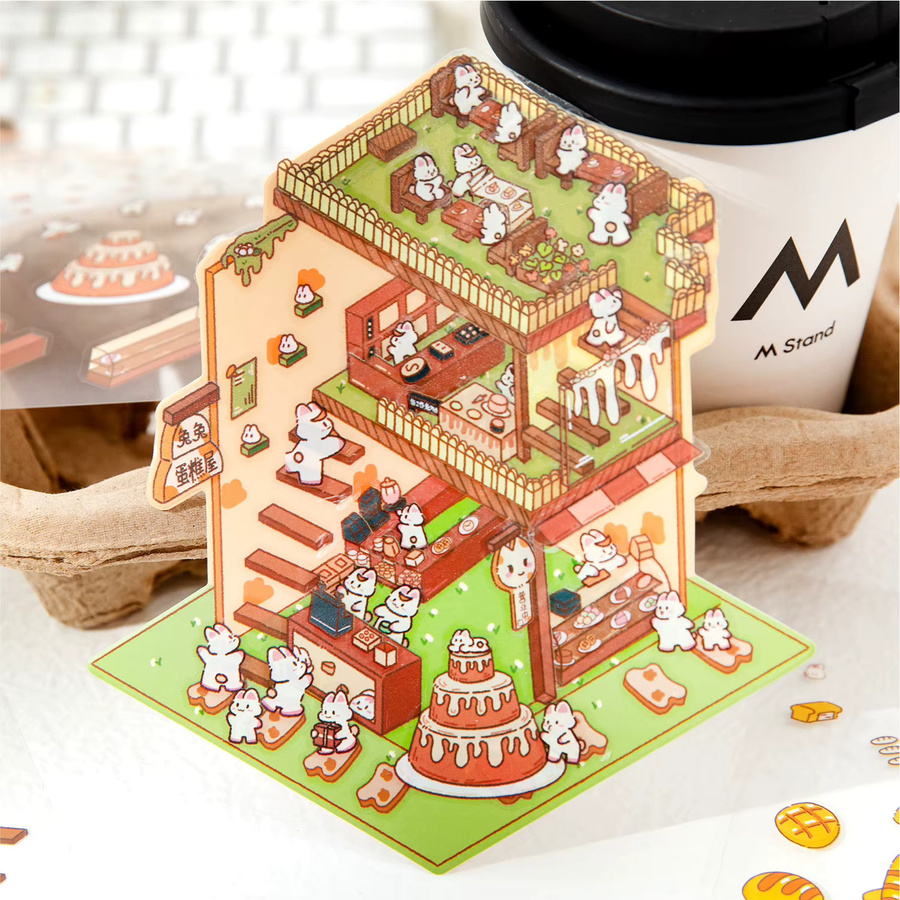 Cartoon 3D Food House Landschaft, 3D DIY Aufkleber, Bunt / Mehrfarbig - Bild 2