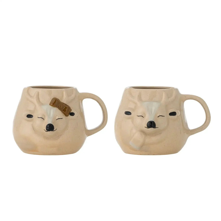 Bloomingville Rudolph Becher aus Steingut beige Set aus 2 Stück - Bild 1