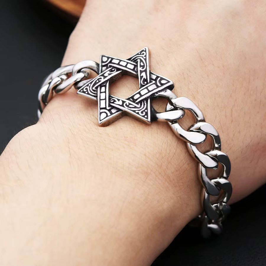 NORTHMAN Armband, Davidstern, 316L Edelstahl, Silber, Unisex, Vintage - Bild 2