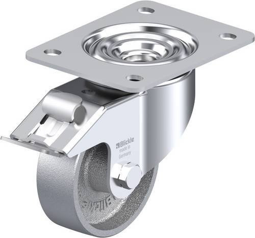 Blickle Lenkrolle LK-G 100G-3-FI mit Feststeller, Farbe Silber, Rad-Durchmesser: 100 mm, Tragfähigkeit: 350 kg - Bild 1