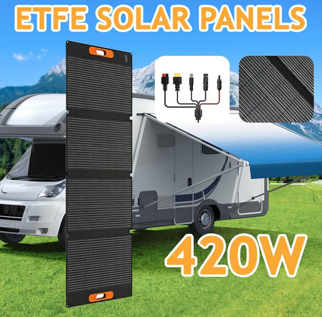 CHUBAN Faltbares Tragbares Solarpanel 420W in Schwarz als Solar-Batterieladegerät für Camping, Wohnmobil und Outdoor-Notstromversorgung - Bild 1