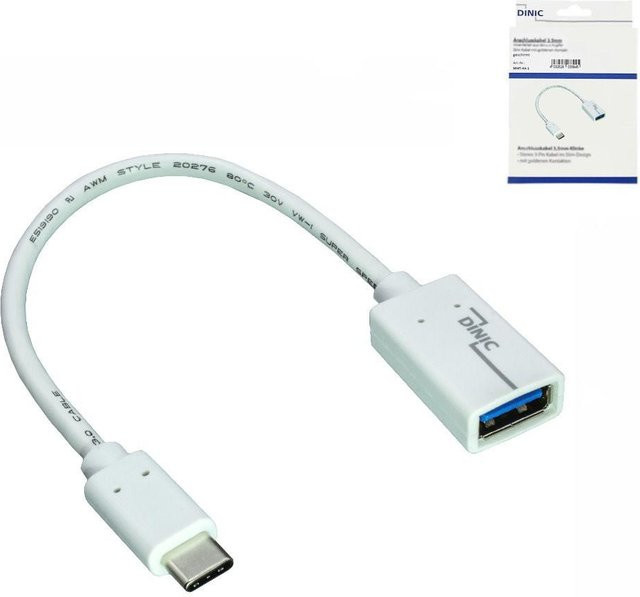 DINIC USB-C auf USB-A Adapter mit OTG-Funktion, Weiß, 0,2 m - Bild 1