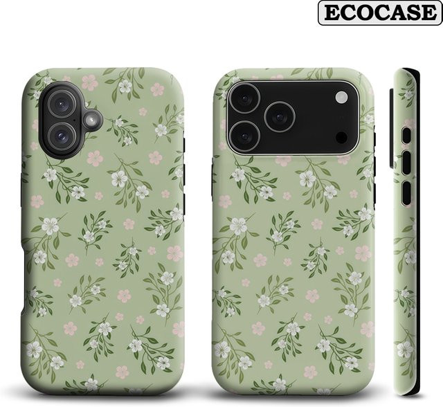Potdemiel Handyhülle Vintage Sage Green Floral Ditsy für iPhone 17 16 15 14 13 Pro Max Plus mit doppelschichtiger Rückseite - Bild 1