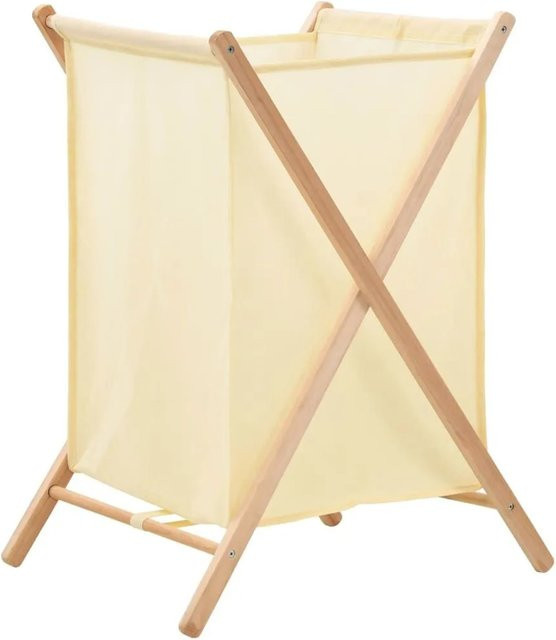 vidaXL Wäschekorb aus Zedernholz und Stoff in Beige, B/T/H: 42 x 41 x 64 cm - Bild 1