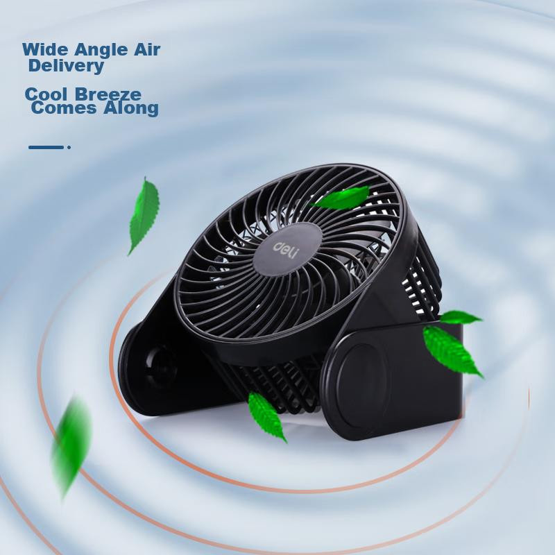 Deli USB Schreibtischventilator Mini mit zwei Geschwindigkeiten und leisem Betrieb in Schwarz - Bild 5