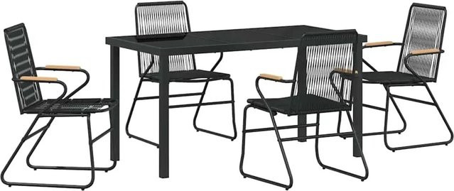 vidaXL Garten Essgruppe 5-teilig aus schwarzem PVC-Rattan mit Glastisch für Terrasse und Außenbereich - Bild 1