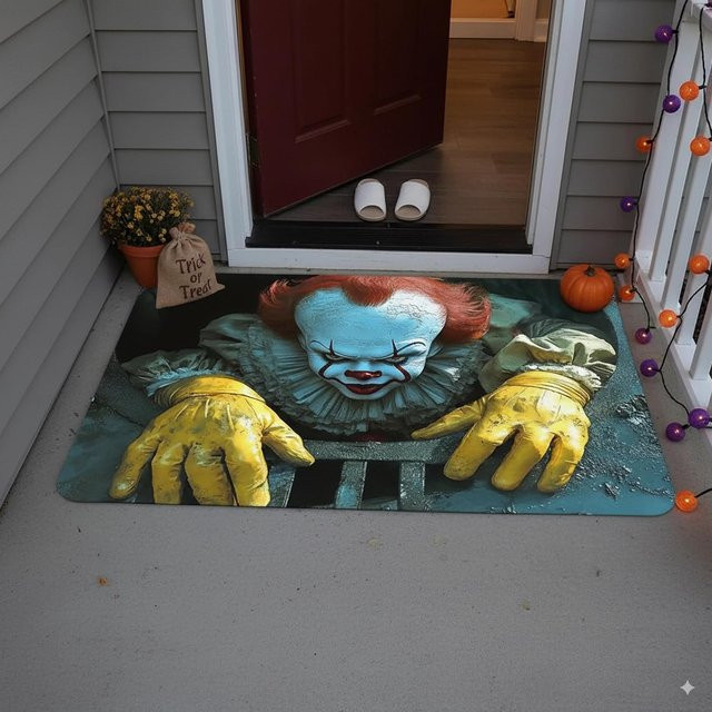 Lodestar Halloween 3D Clown Fußmatte für Innen- und Außenbereich, Mehrfarbig, B/T: 60 x 40 cm - Bild 1