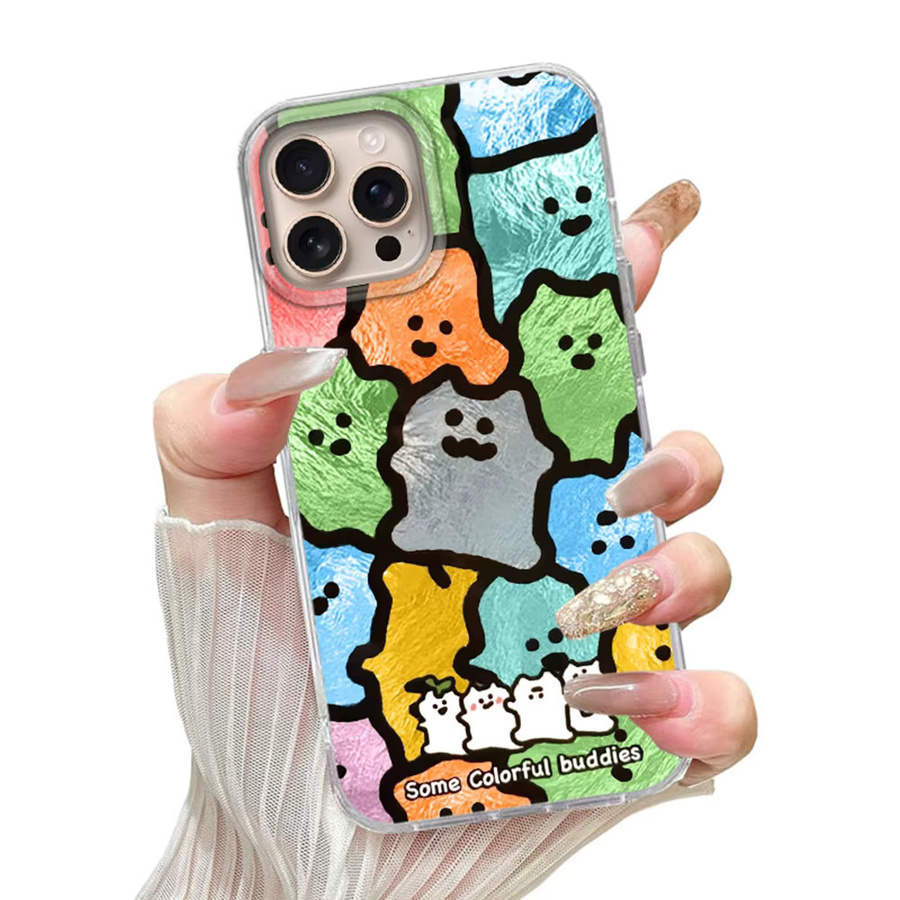 Handyhülle mit buntem Katzen-Design und schwarzen Linien für Apple iPhone 16 15 14 13 12 Pro Max und weitere Modelle, mehrfarbig - Bild 5