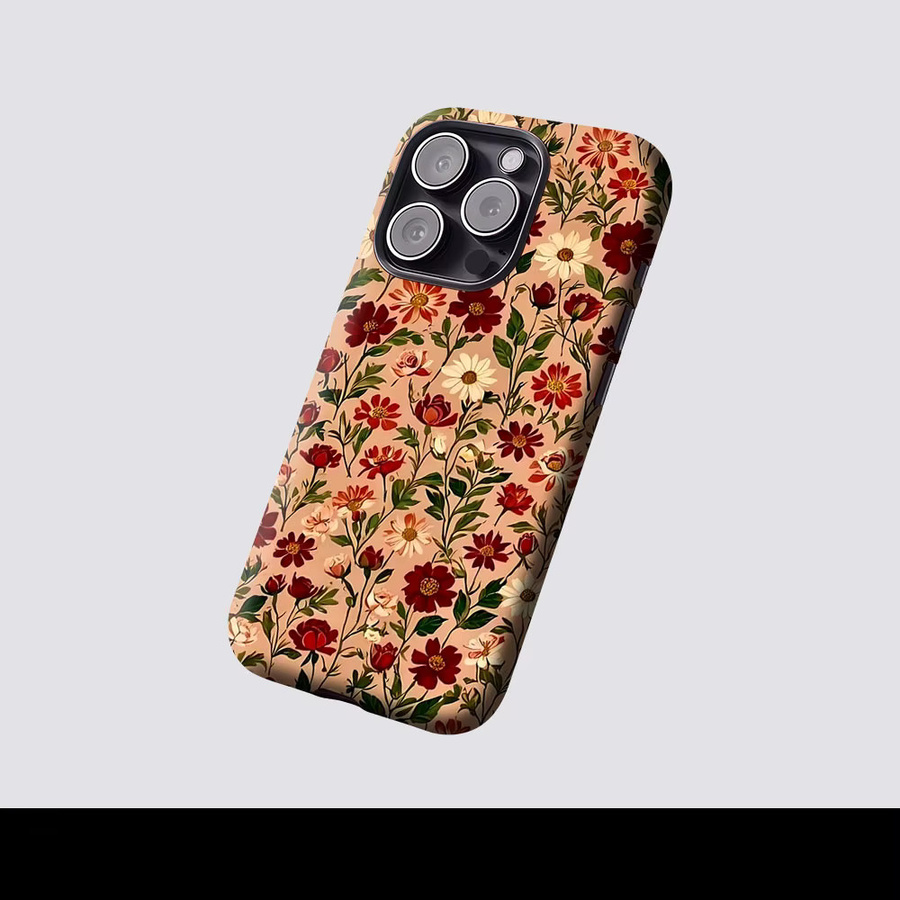 Aurbe Matte 2-in-1 MagSafe Hülle mit Vintage Blumenmuster für iPhone 17 16 15 14 Plus Pro Max, Stoßfeste Hartschale, Multicolour - Bild 2