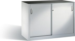 C + P Werkzeug-Beistellschrank Acurado mit Schiebetüren aus Stahl, Lichtgrau, H 1000 x B 1600 x T 500 mm - Bild 1