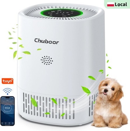Tragbarer Luftreiniger von Chuboor mit H13 HEPA-Filter zur Entfernung von PM2.5, Gerüchen und Haaren, ideal für Pollenallergiker, in Schwarz oder Weiß