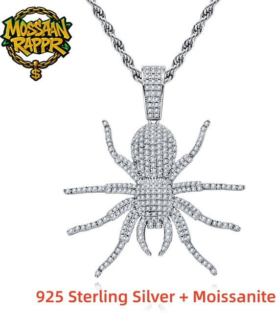 MossanRappr Spider-Anhänger, 925 Silber, Moissanit, Herren - Bild 1