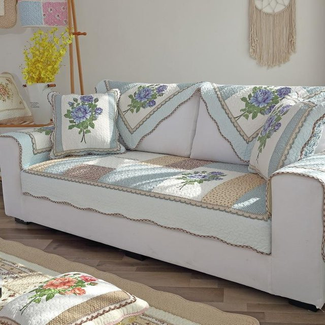 Super Six Sofakissenbezug aus Baumwolle mit floralem Design und Spitzkante, Grau, B/T: 90 x 90 cm - Bild 1