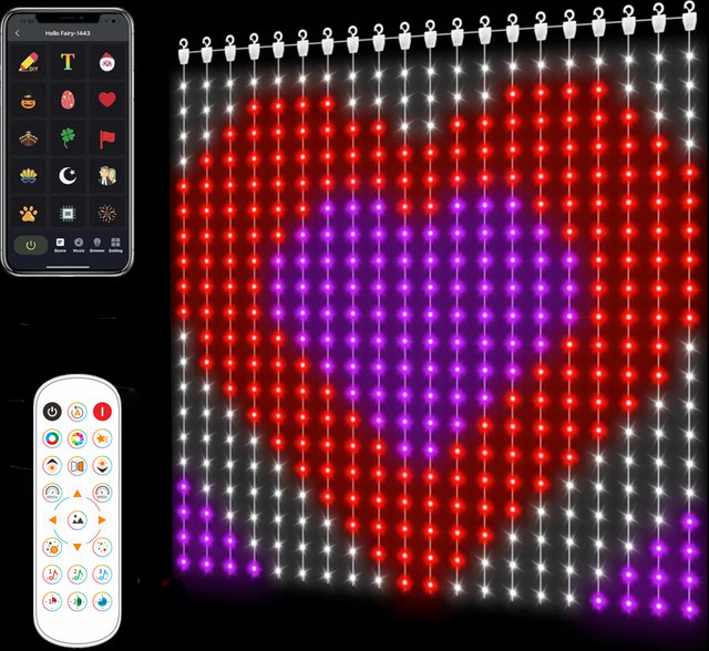 DACHAN Intelligente LED-Vorhangleuchte mit 400 LEDs, Multicolour DIY-Lichterkette mit App- und Fernbedienungsteuerung - Bild 1