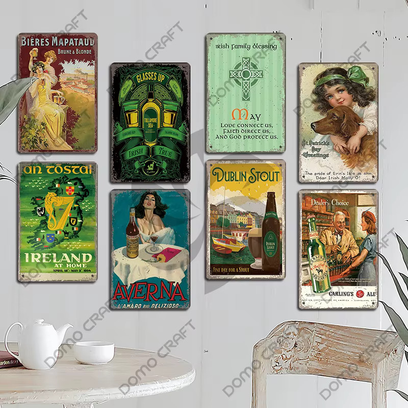 CQDM DECOR Vintage Irish Whiskey Metallschild Dublin Stout Wanddekoration Mehrfarbig - Bild 2