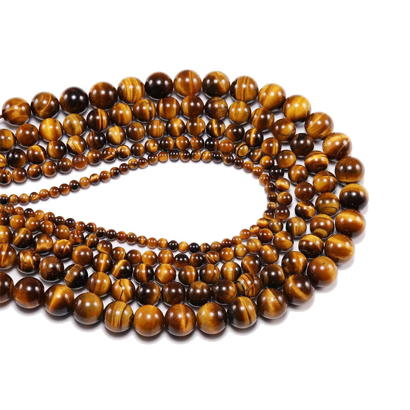 Perlen Tigerauge, rund, 6 mm, 8 mm, 10 mm, 38,1 cm Strang, Unisex - Bild 2