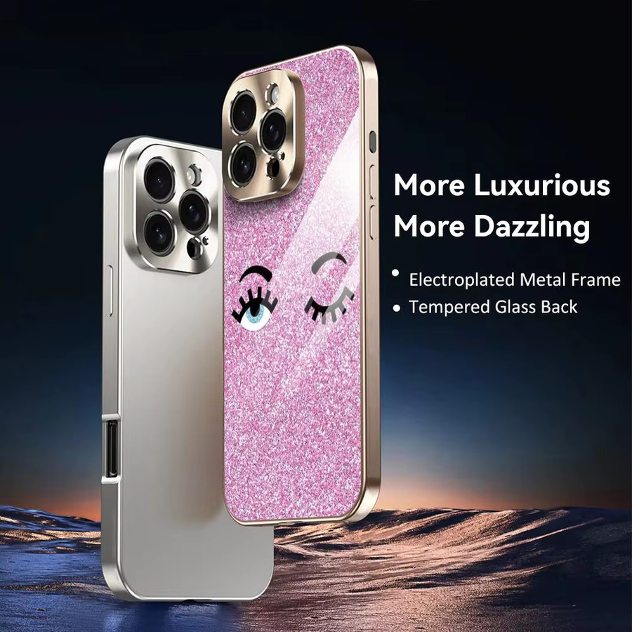 Ferragni Handyhülle für iPhone 17 16 15 14 13 12 Pro Max Plus mit galvanisiertem Metall-Bumper in Pink, stoßfeste Hülle - Bild 3