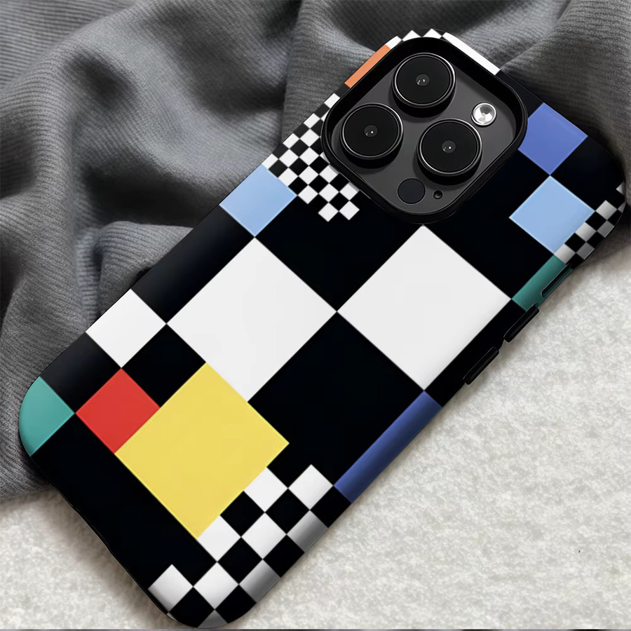 Casegame Matte Bumper MagSafe Schutzhülle für iPhone 17 16 15 Plus Pro Max mit Schachbrettmuster in Multicolour - Bild 4