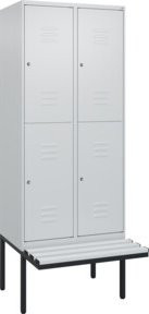 C+P Doppelstock-Spind Classic PLUS Sitzbank mit 2 Abteilen und Zylinderschloss, B/T/H: 212 x 80 x 81,5 cm, Kunststoff-Sitzfläche, Grau/Schwarz - Bild 1