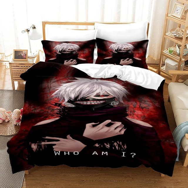 Bettwäscheset Tokyo Ghoul Kaneki Ken mit Bettbezug und Kissenbezug, Schwarz, B/H: 140 x 210 cm - Bild 1