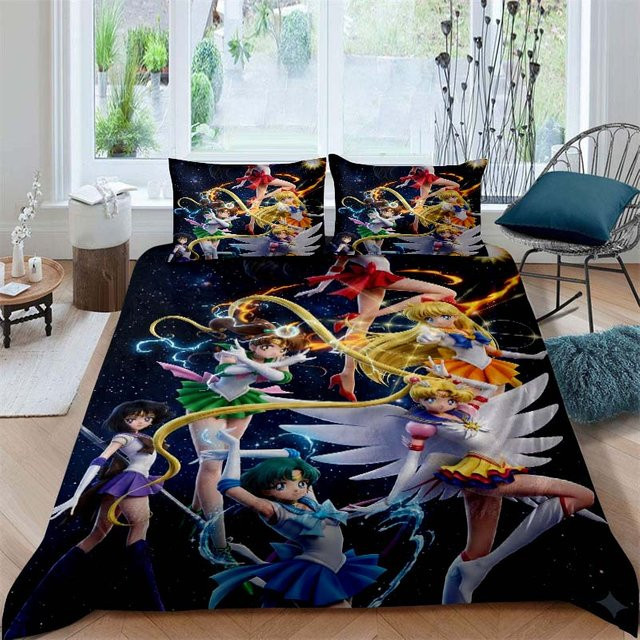 Ruoxin Sailor Moon Deluxe-Bettwäsche-Set mit Motiv, Mehrfarbig, B/H: 140 x 200 cm - Bild 1