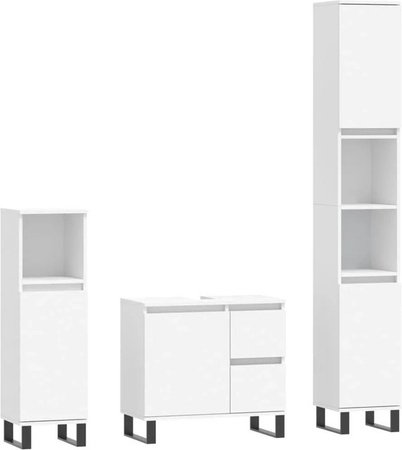 vidaXL 3-tlg. Badmöbel-Set Modell 25 in Weiß aus Holzwerkstoff und Eisen für dein Badezimmer