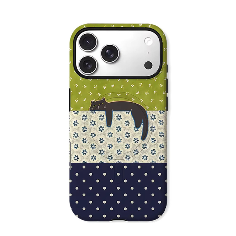 CaseChic MagSafe Schutzhülle mit Lazy Cat Muster für iPhone 17 16 15 14 13 Pro Max, matte stoßfeste PC-Hülle, Mehrfarbig - Bild 5
