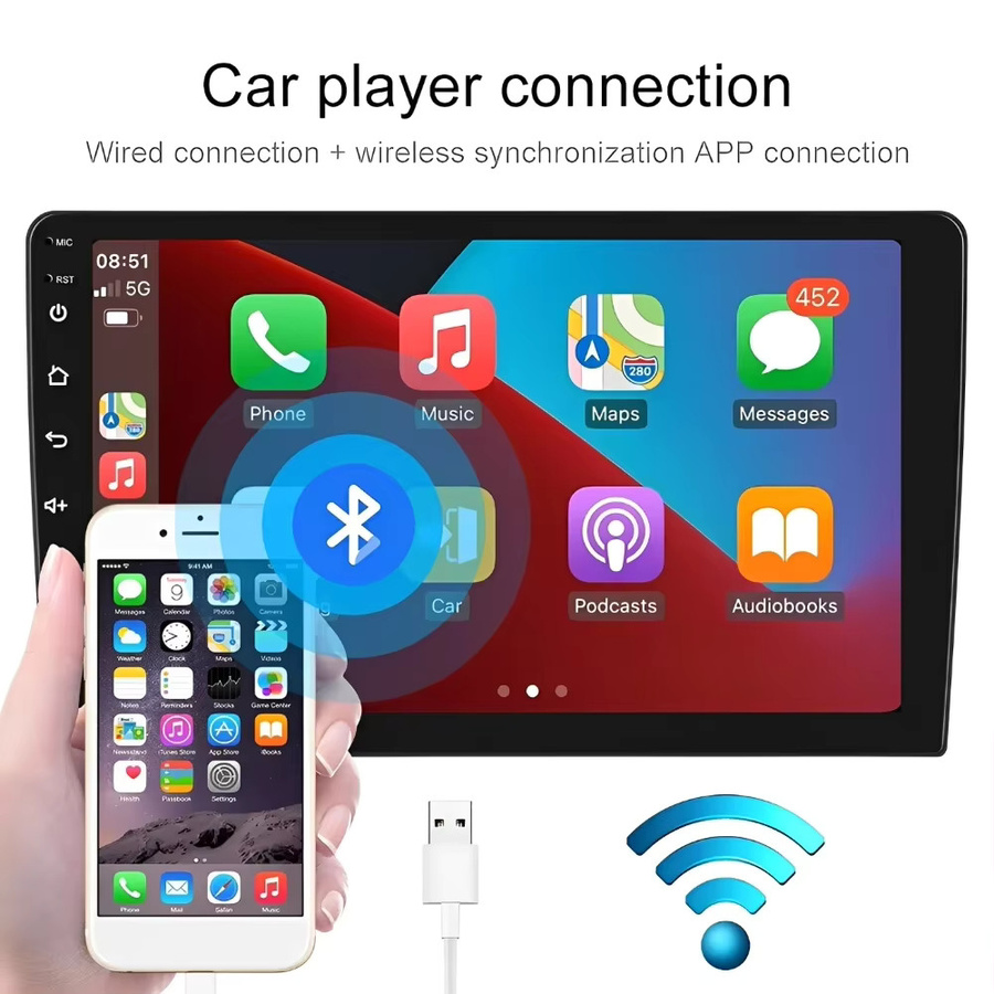 Carplay Autoradio-Player für Peugeot 308 2007-2015 mit Android 13, GPS-Navigation und Multimedia-Funktionen, Schwarz - Bild 3