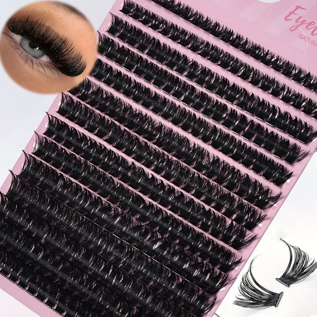 JIEFUXIN Einzelwimpern Cluster, 280 Stück, D Curl Wispy, 8–16 mm - Bild 1