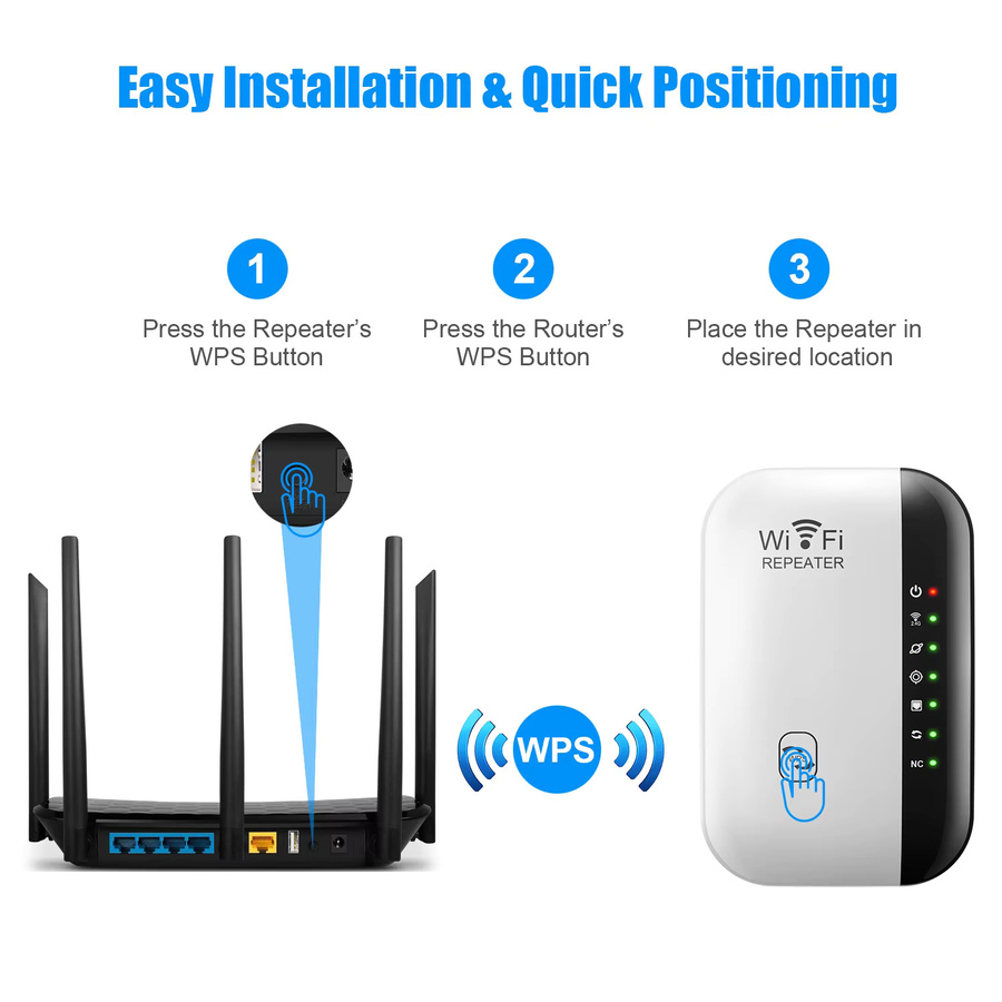 Kebidumei Wireless WIFI Repeater 300Mbps 2,4G WLAN Verstärker und Range Extender in Weiß - Bild 2