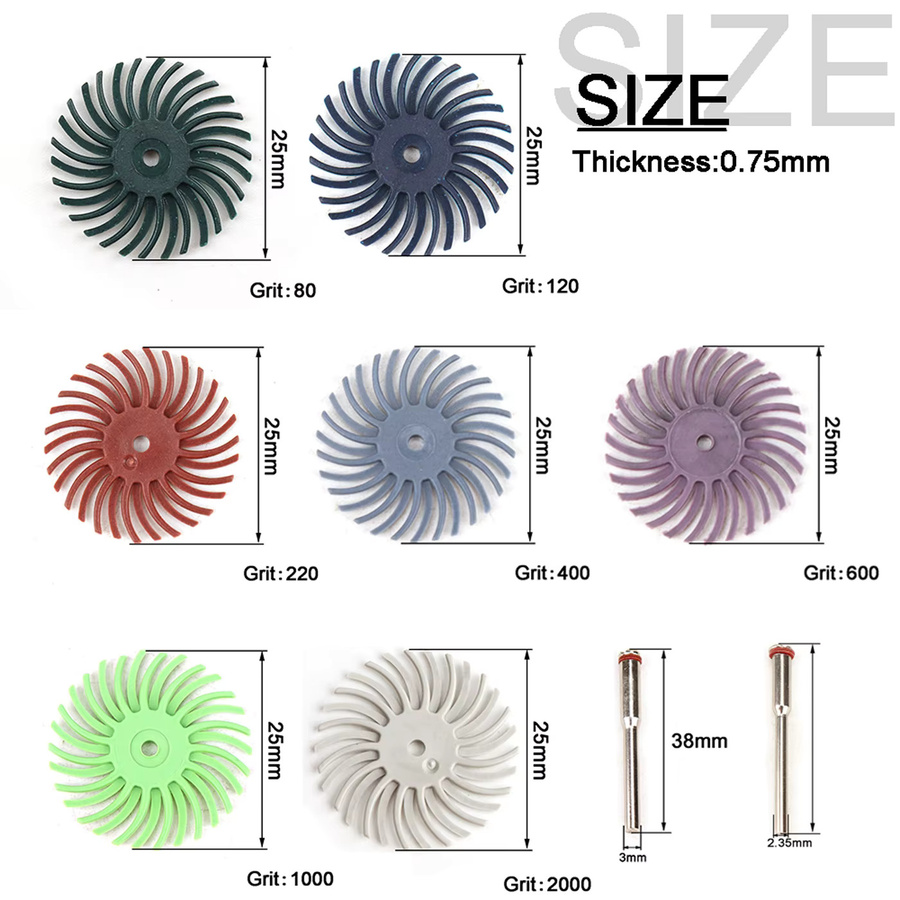 NuoDunco 10-teiliges Radialborsten-Scheiben-Set mit 2,35 mm und 3 mm Schaft für Drehwerkzeuge zum Reinigen, Finishing und Entgraten - Bild 2