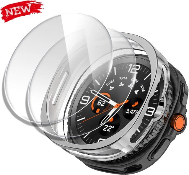 Displayschutzfolie aus gehärtetem Glas und TPU-Hülle für Samsung Galaxy Watch 8 Classic 46 mm, Schwarz, Unisex - Bild 1