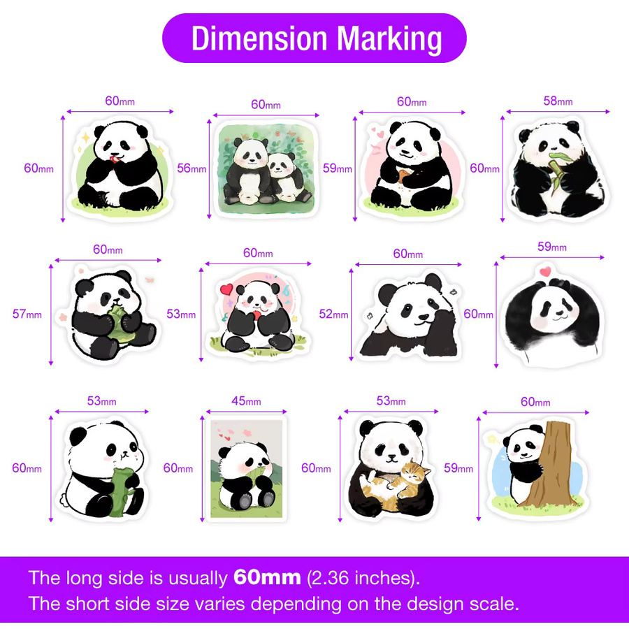 Wasserfeste Panda-Aufkleber in Multicolour für Kinder zum Dekorieren von Scrapbook, Tagebuch, Laptop und Gepäck - Bild 2