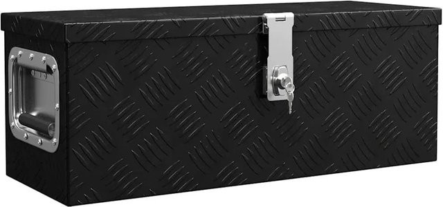 DELUKE Aluminiumbox mit Deckel und Schloss, abschließbare Alubox als Deichselbox oder Werkzeugkiste, Schwarz, B/T/H: 60 x 23,5 x 23 cm - Bild 1
